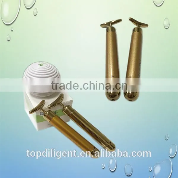 T Shape Strong Vibration Face Lift 24k Gold Beauty Roller photo-3