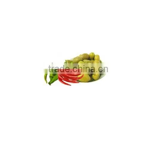 High Quality 100% Tunisian Table Olives,Green Olives With Green Peppers & Cayenne Peppers,Table Olives 370 ml Glass Jar photo-3