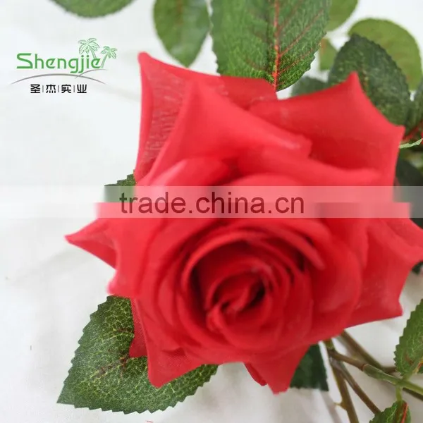 Sleek Realistic Decorative Rose Artificial Flower Silk Rose Fabric Rose Red Rose