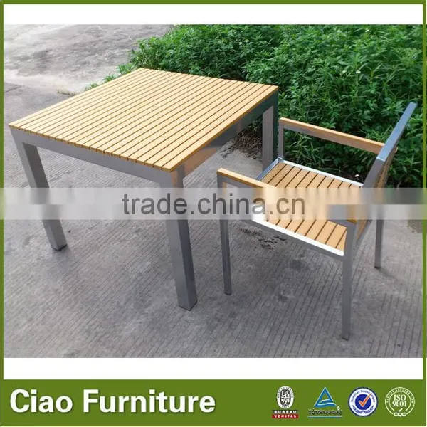 Outdoor Plastic Wood Table Set Garden Coffee Table and Chair photo-4