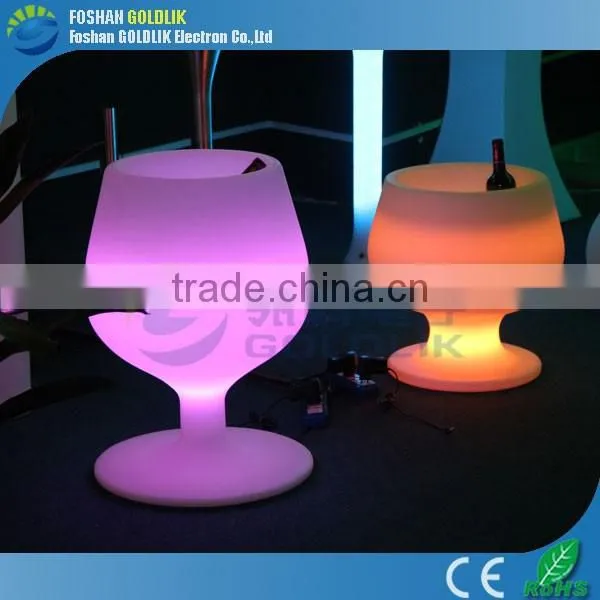 New Design Waterproof Plastic Wine Cup Shape LED Light Ice Bucket With Remote Control 16 Color