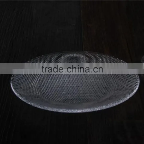 Red Color Glass Dinning Plate Set With Sliver Plating Metal Stand photo-3