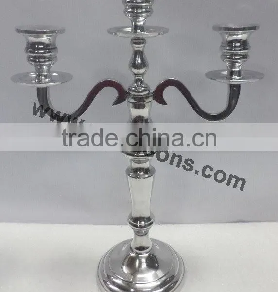 Silver Finish Aluminum Polish Five Arms Candelabra photo-6