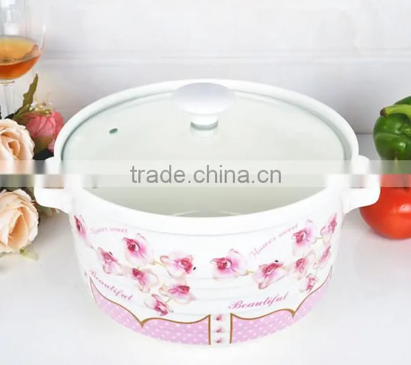 9" Ceramic Microwave Pot With Glass Lid photo-4