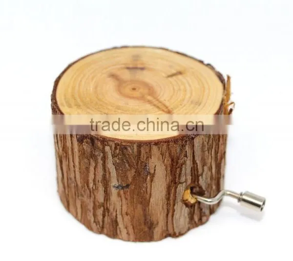 Wooden Music Box, Natural Wood Stump Music Box, Eco-friendly Music Box for Kid Gift photo-3