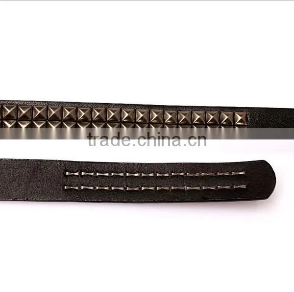 Wholesale Double Layer Pyraid Rivets Decorated D Buckle Sex Girl Thin PU Waist Belt photo-2