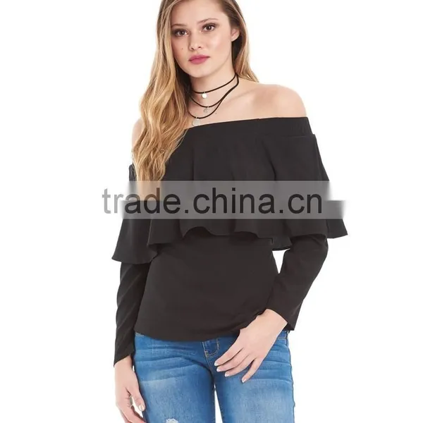 Chiffon Blouse Women Sexy Saree Blous Fashion Cheap Wholesale Custom Off the Shoulder Tops photo-2