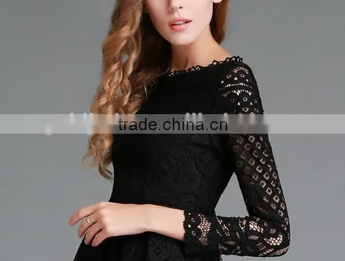 2016 Spring Women Lace Hollow Out Long Dresses Bohemian Femme Sexy Slim Party Dress Vestido photo-3
