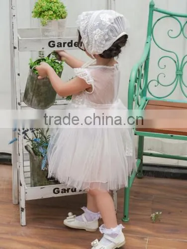 Baby Clothes Wholesale Hot Sale Chiffon Cheap 2017 Baby Clothing Children's Boutique Sleeveless Summer White Flower Girl Dress photo-3