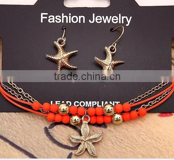 Hot Selling Starfish Charm Custom Charm Seed Bead Multi-strand Bracelets Earrings Set From Yiwu Factory photo-6