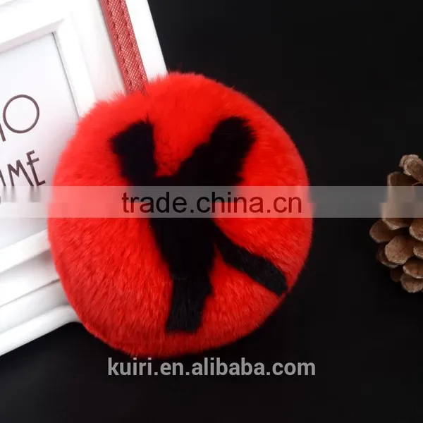Factory Directly China Supplier Letter Pom Pom Ball Bag Accessory Fox/rabbit Fur Keychain photo-5