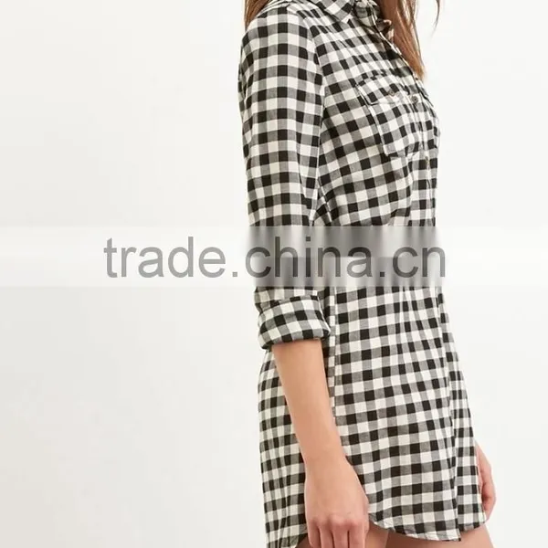Hot Seller Slim Pencil Women Dress,grid Patterned Women Dress Shirts photo-3