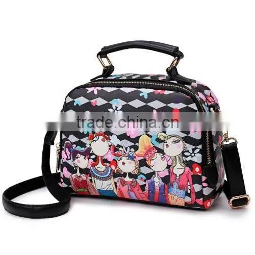 School Girls Go Shopping PU Leather Polyester Character Pattern 82721 Shoulder Bag photo-3