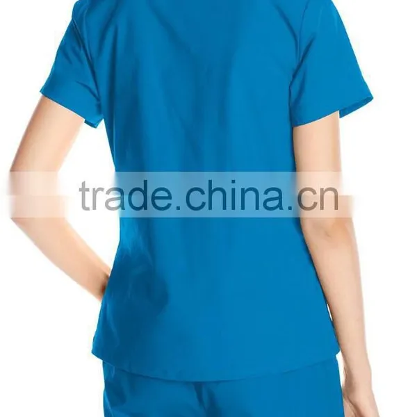 Women's V-Neck Scrub Top With 3 Pockets Scrub Suit photo-6