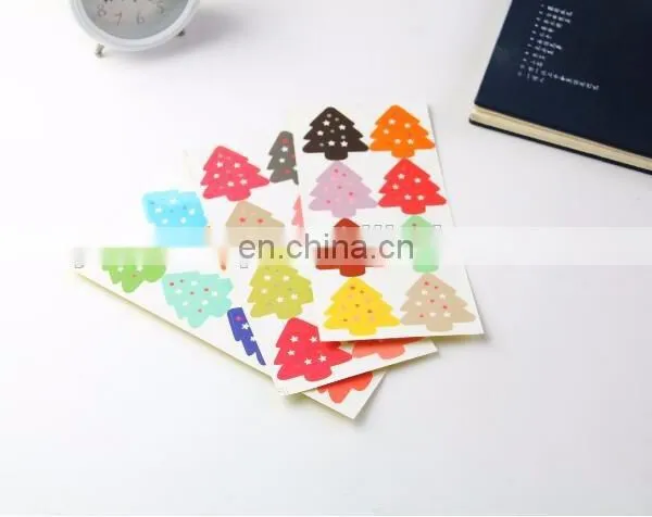 Cute Colorful Christmas Tree Box Bag Label Baking Bag Sealing Sticker Baby Shower Gift Decoration Craft Packing photo-3