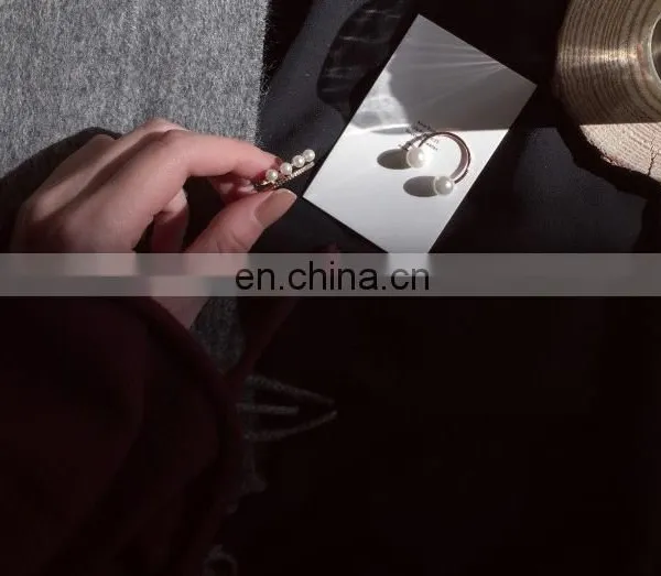 2PCS/Set Contracted Design Beautiful and Elegant Pearl Zircon Women's Pearl Finger Ring photo-4