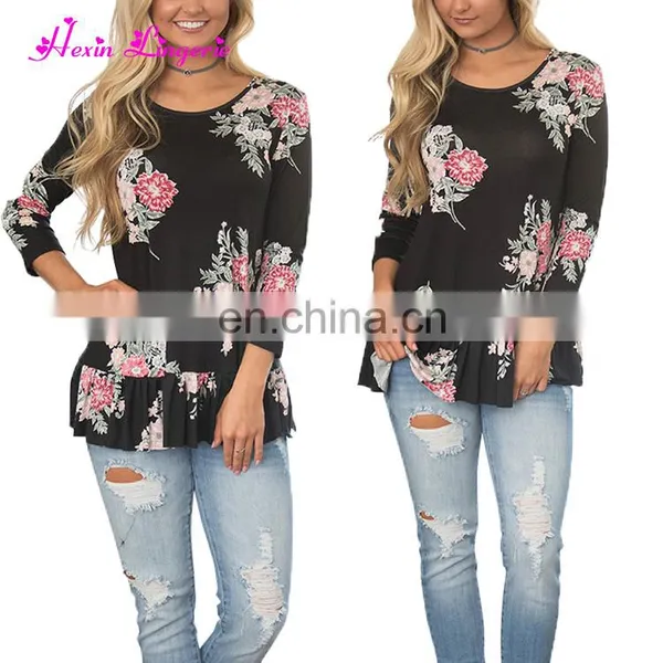 Without Moq Fashion Black Long Sleeves Running Blank Fitted Lady T-shirt photo-6
