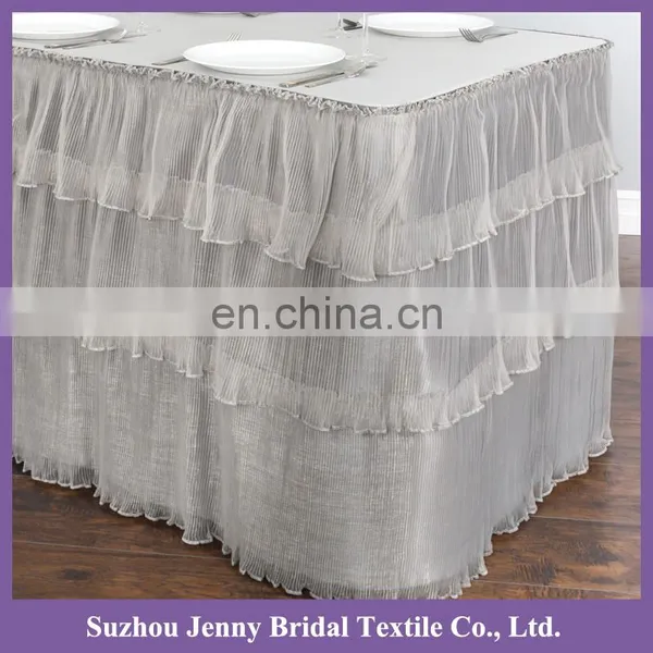 TS092A Wholesale Organza Fabric Latest Wedding Decoration Table Skirting photo-4