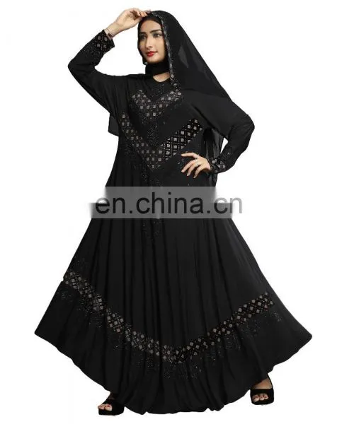 Women's New Casual Daily Wear Embroidery Abaya Burkha With Embosed Velvet Work And Chiffon Dupatta photo-4