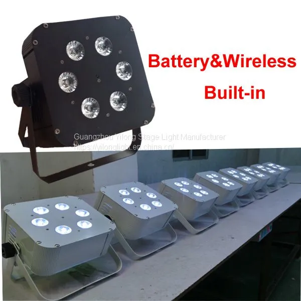 Cheap 6in1 RGBWA+UV Batery Powered Uplight,wireless up Lighting,flat Led Par,wedding Light,stage Light Dmx photo-2