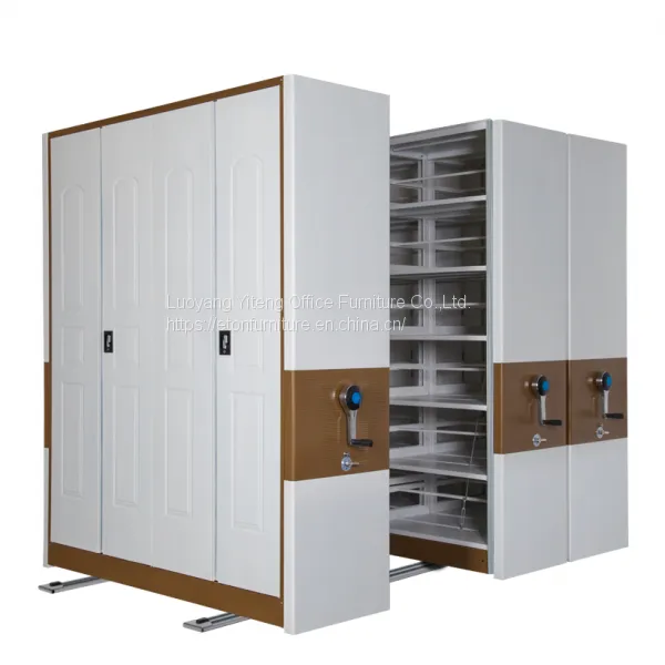 High Density Office Movable Filing Cabinet System, Mechanical Mobile Storage Shelving System photo-3