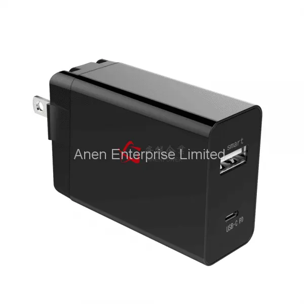 Black 30W Power Delivery USB C Wall Charger / Dual USB Port Charger photo-2