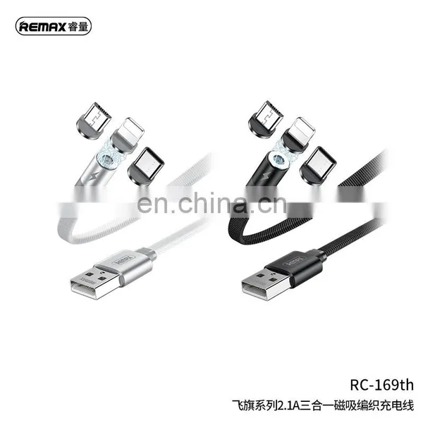 Remax Flag Series RC-169th Magnetic Charger Type-C Usb Braided Micro 3 In 1 Charging Cable For Iphone photo-5