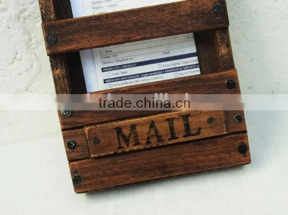 Custom Antique Solid Wooden Mail Rack,wood Mail Holder photo-3