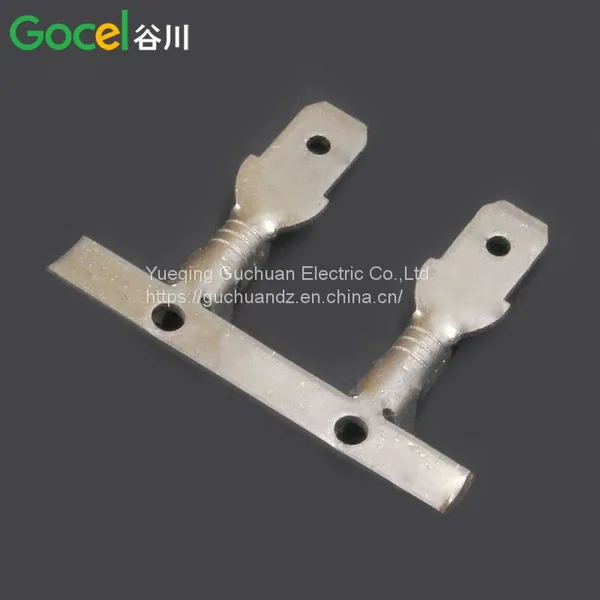 DJ610B-4.8*0.5 Inserts Horizontal Feed Horizontal Belt Brass Tinned Terminal Plate Mounting Connector photo-2