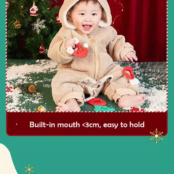 100% Food Grade Bpa Free Christmas Silicone Teethers Wholesale Newborn Teething Toys Christmas Silicone Teether photo-4