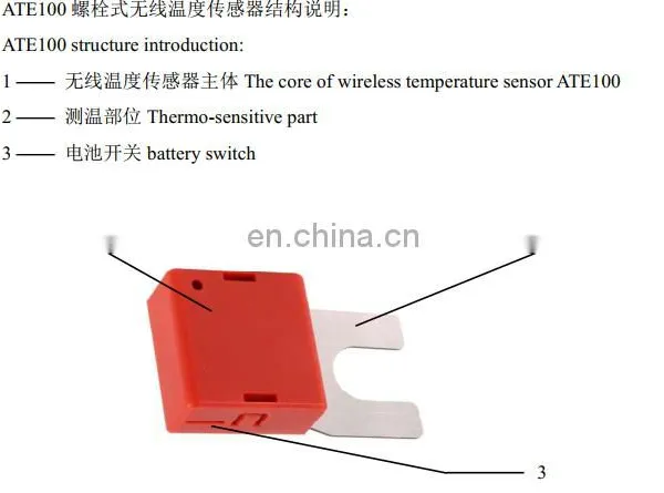 Acrel ATE100P Outdoor Wireless Screw Bolted Temperature Sensor by 470Mhz Optional 433Mhz photo-4