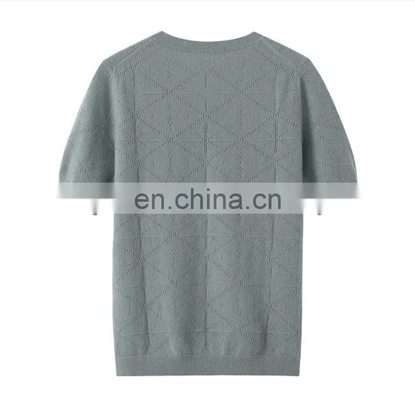 Solid Color Short Sleeve Women's Casual Knitted Cashmere Pullover Factory Customized Design Crew Neck for Spring Season photo-2