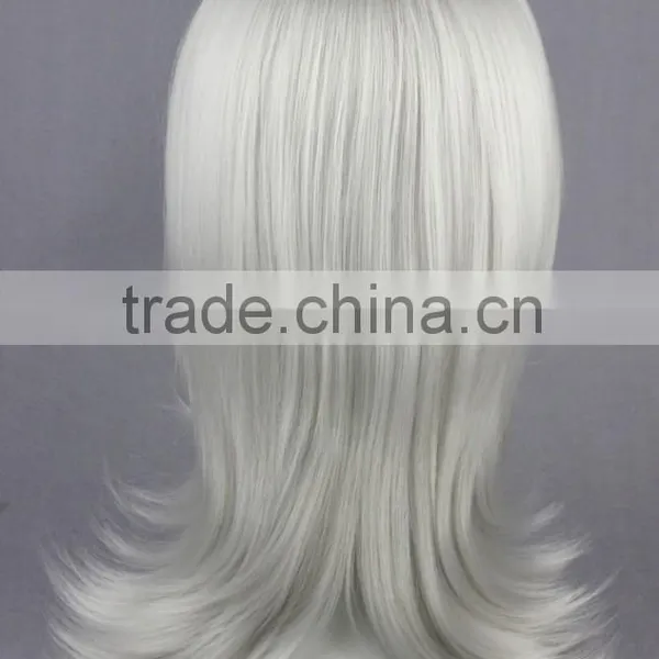 High Quality 55cm Medium Curly Nabari no Ou Wig Kurookano Shijima Silver White Wig Synthetic Anime Wig Cosplay Hair Wigs photo-5