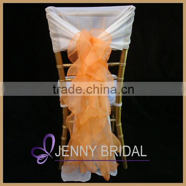 C003G White Chiffon and Burgundy Organza Ruffled Wedding Wholesale Cheap Chair Covers photo-6