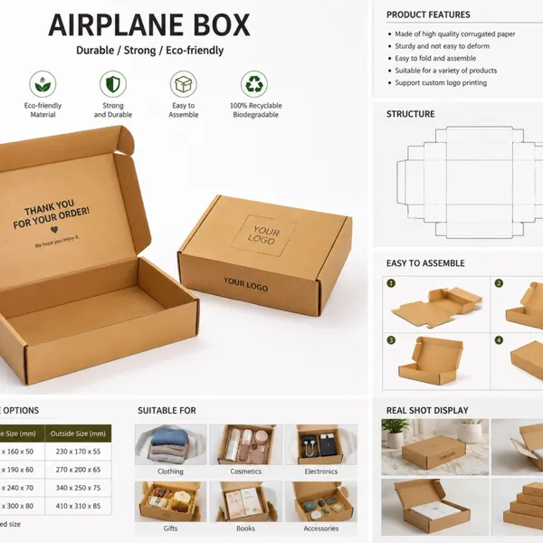 Custom Corrugated Mailer Box Kraft Paper Airplane Shipping Packaging Box