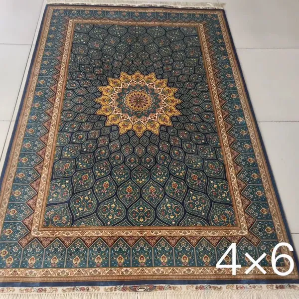 4x6ft Handmade Silk Persian Carpet for Bedroom and Study Room photo-3