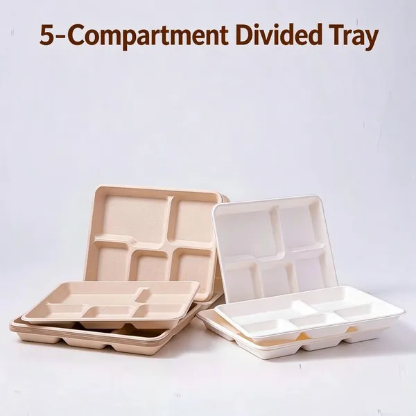 Disposable Bamboo Pulp Tray-bamboo Fiber Serving Tray-plant Fiber Platter-bamboo Fiber Food Container photo-5