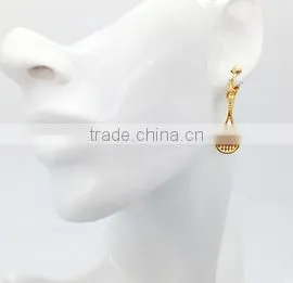 Popular Fashion Gold Earring Jewelry Models Women Battledore Pendant Earring photo-3