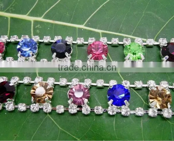Costume Applique Mixing 8mm Crysta Rhinestone Close Silver Chain Claw 1Yard