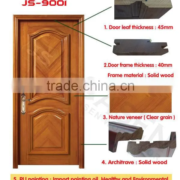 China Environmental Water-prodf Anti-storm Sound-proof Durable Swing 100% Teak Solid Wood Entry Door Produced in Guangzhou photo-3