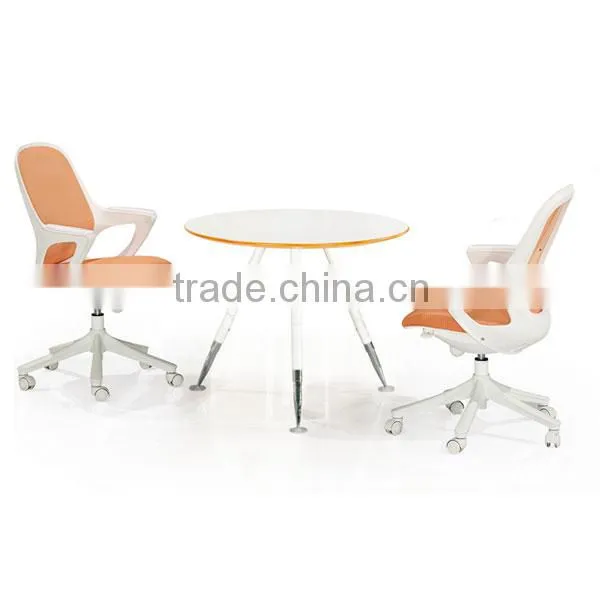 High Glossy Round Coffee Table With Wood Top
