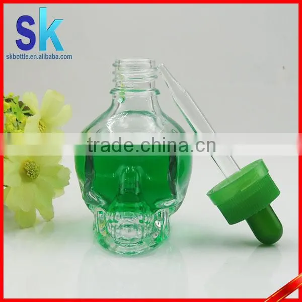 30ml Clear Skull Bottles With the Black Dropper Cap photo-2