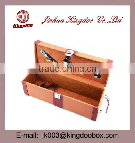 Jinhua Supplier Rectangular MDF Wine Box With Handle Latch Accessories