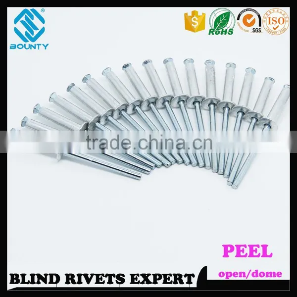 HIGH QUALITY OPEN END MANUFACTURER DOME HEAD ALUMINUM STEEL PEEL TYPE RIVETS photo-2