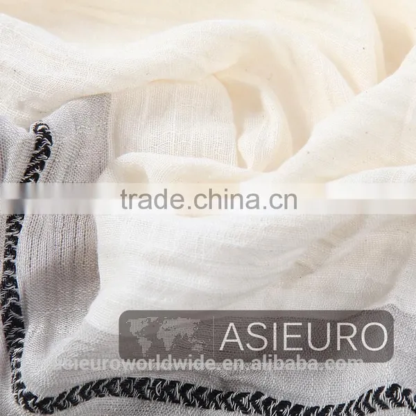 Yarn Dyed Cotton Scarf With Special Edges , BSCI and Sedex Approved photo-3