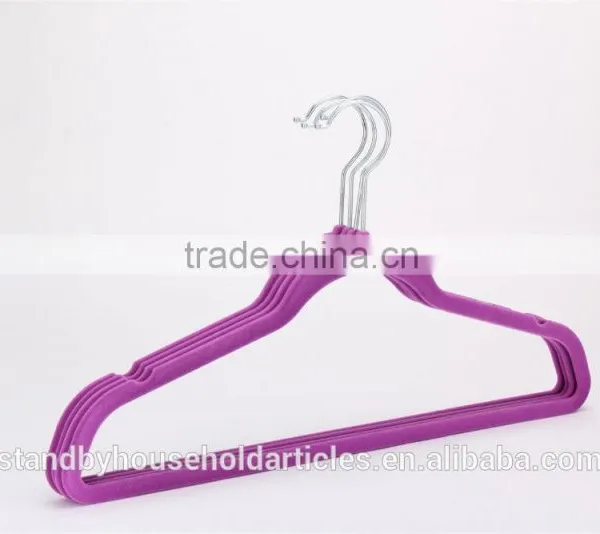 Standby Indoors Use Flocked Coat Hanger With a Notch photo-2
