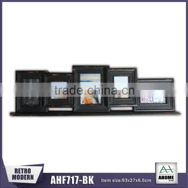 Distressed Finish Table-top Stand Wooden Picture Photo 5 Opening Multi Collage Frame