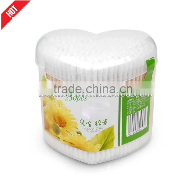250pcs LOVE Box Wooden Cotton Swabs