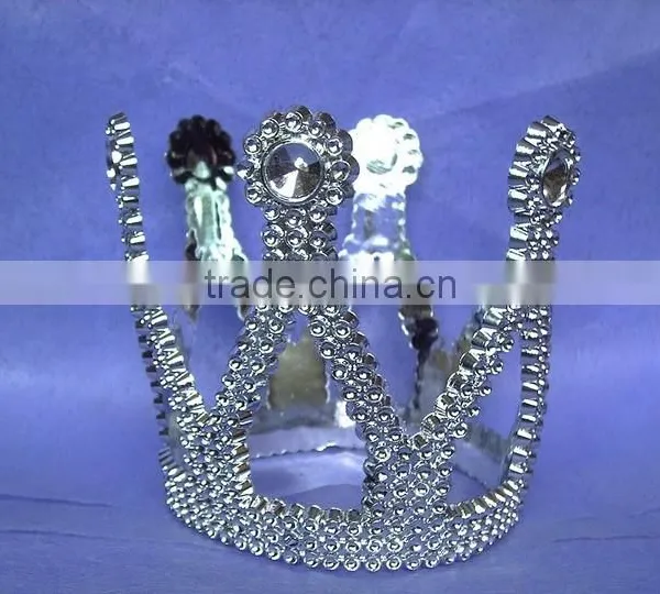 8cm Highx12cm Diameter Metallic Silver Plastic Tiaras Round King Tiaras and Crowns photo-6