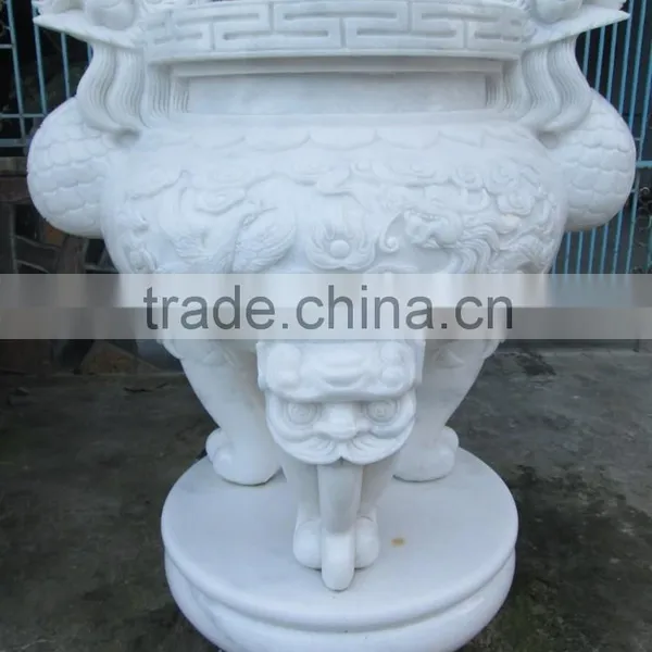 Hand Sculpture Carving Stone Marble Large Censer Thurible photo-3